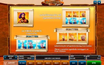 Бонусна гра ігрового апарату Columbus DeLuxe